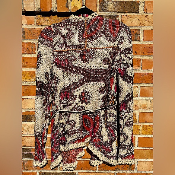 Moth for Anthropologie Sweater With Crochet Edging and Pom Pom Tie Belt. 
Size M - Picture 3 of 12